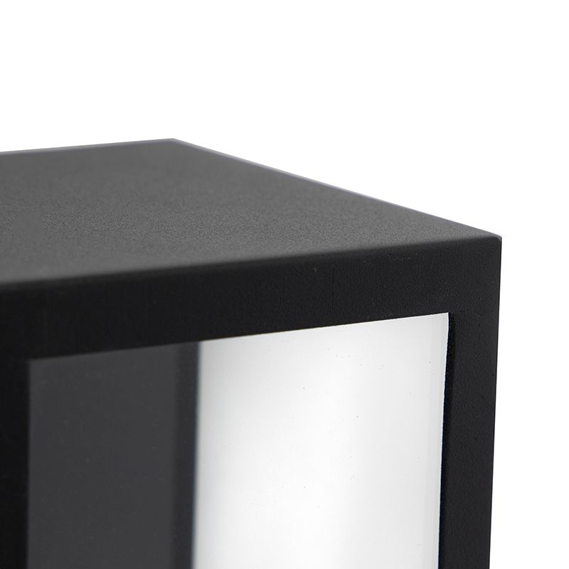 Moderne rechthoekige buiten wandlamp zwart met glas - Rotterdam Long