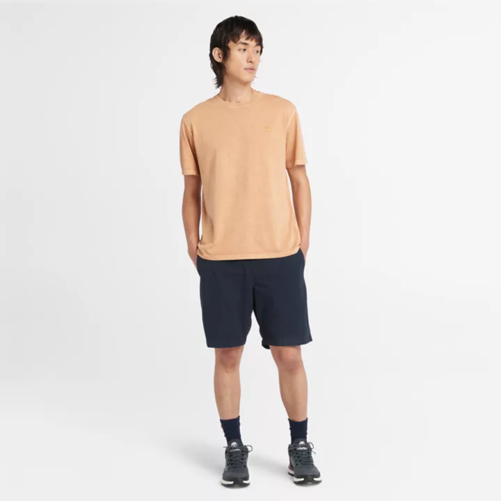 T-shirt teint en pièce pour homme en jaune foncé