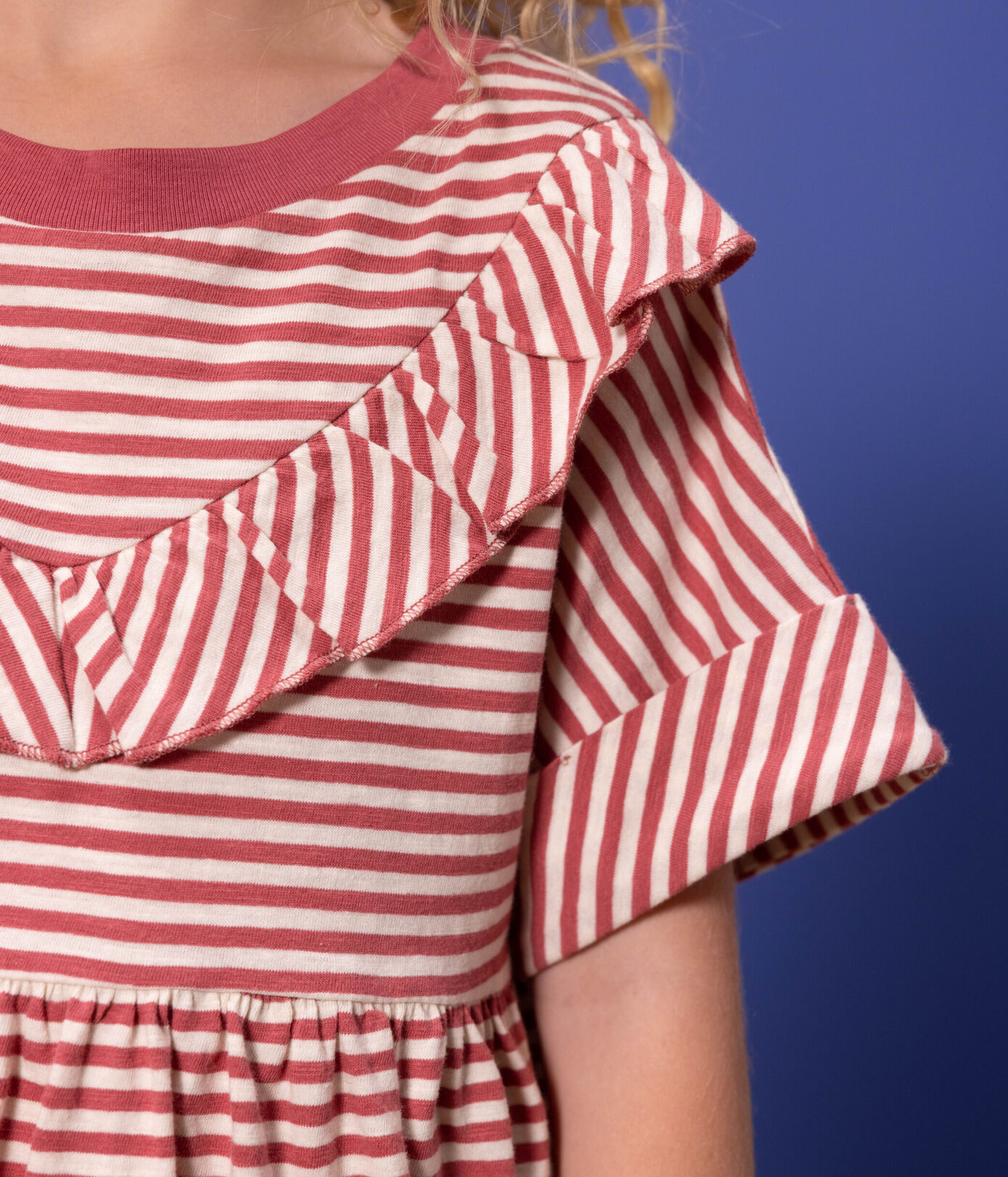 Robe rayée en jersey flammé enfant fille