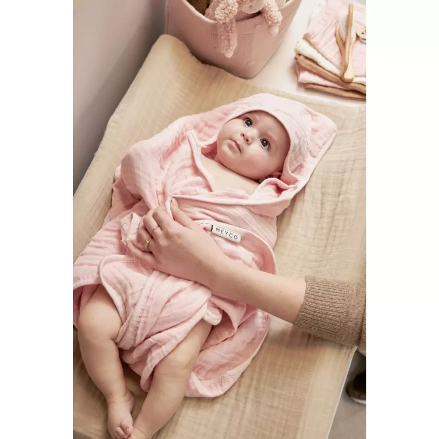 MEYCO Musslin Kapuzentuch Uni Soft Pink 80 x 80 cm