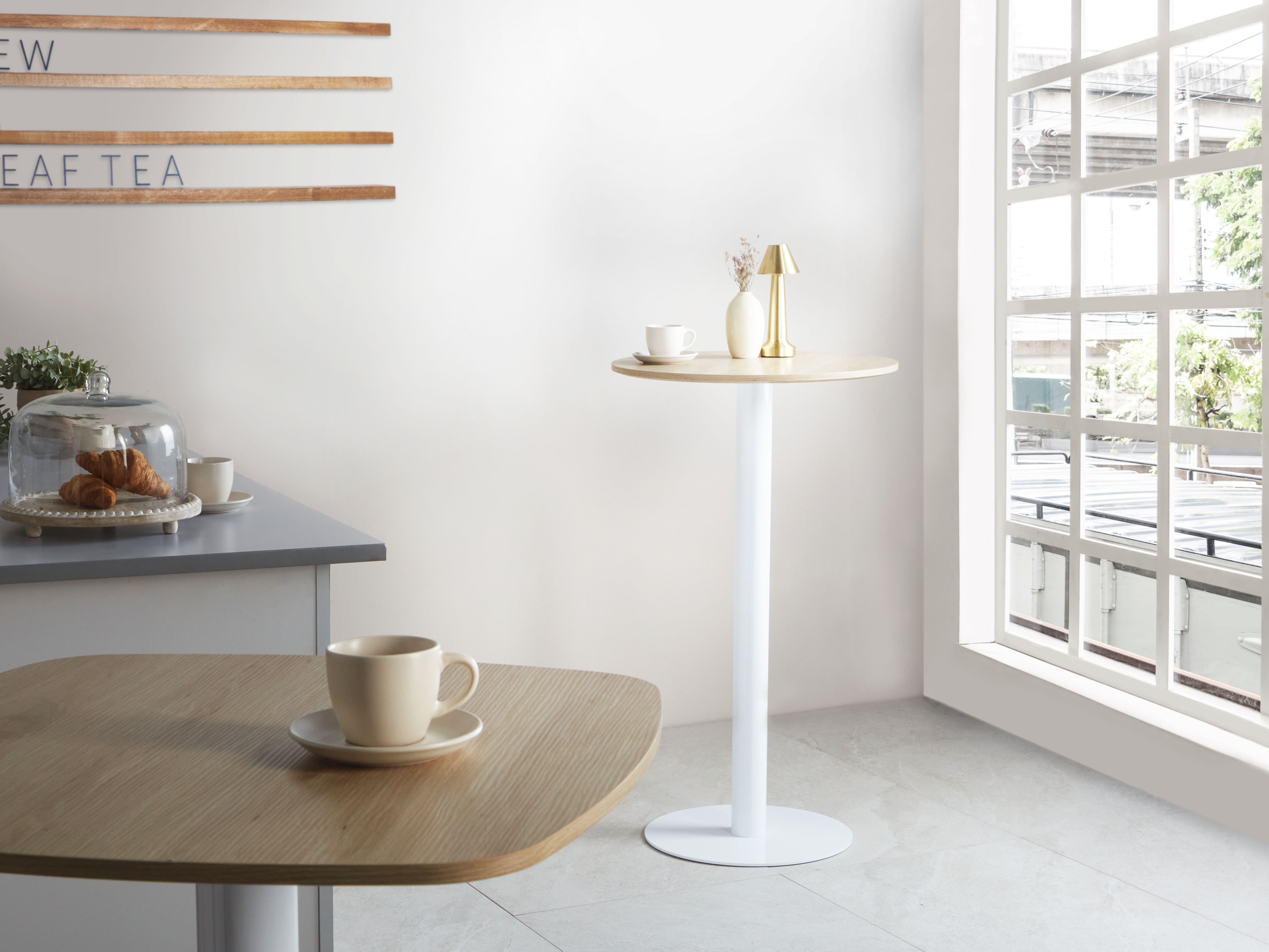 Statafel MORELLA Lichtbruin/wit 60 cm 60 cm