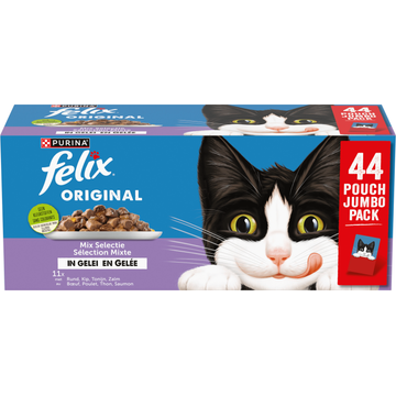 FELIX® Original Mix Selectie in Gelei Kattenvoer 44 x 85g