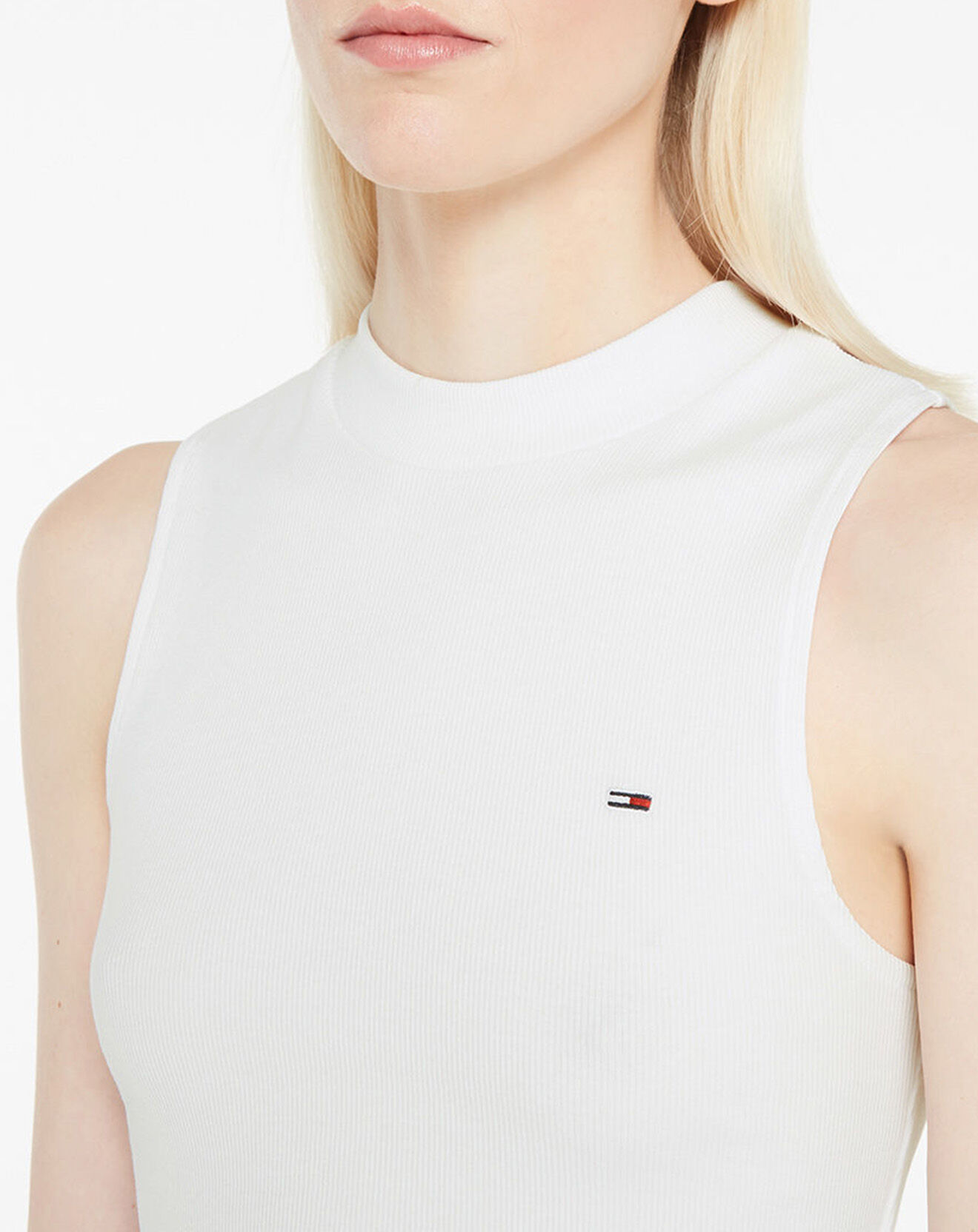 Tommy Jeans Top court Rib Tank blanc