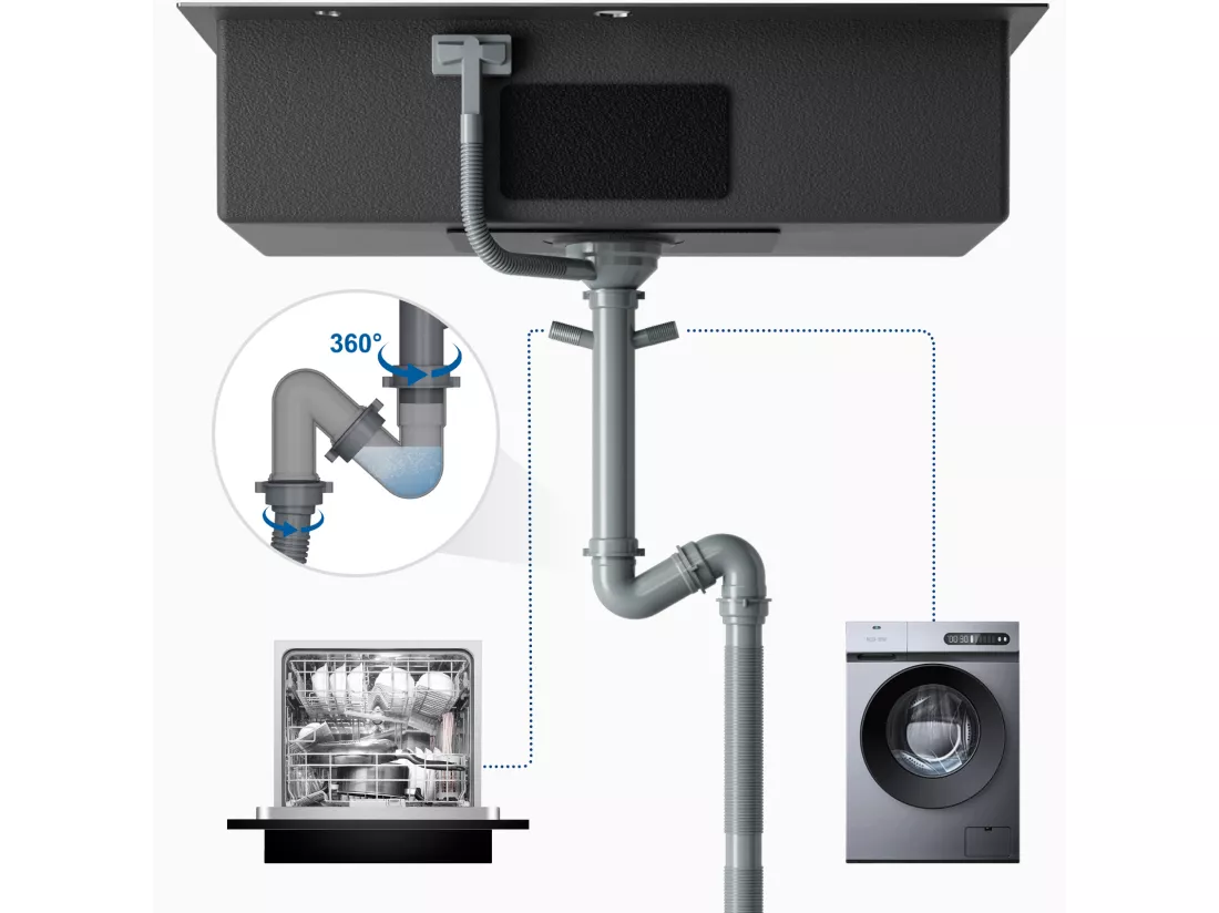 Auralum MAX Évier de Cuisine 1 Bac,Evier Cuisine 75 x 45 cm,Évier Inox Noir avec Égouttoir Pliable,Lavabo Cuisine Montage Encastré ou Supérieur