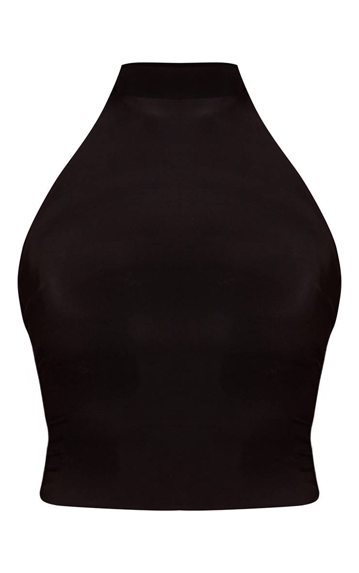 Noir Haut Dos Nu Co-ord Avec Col Licou Et Détail De Finition