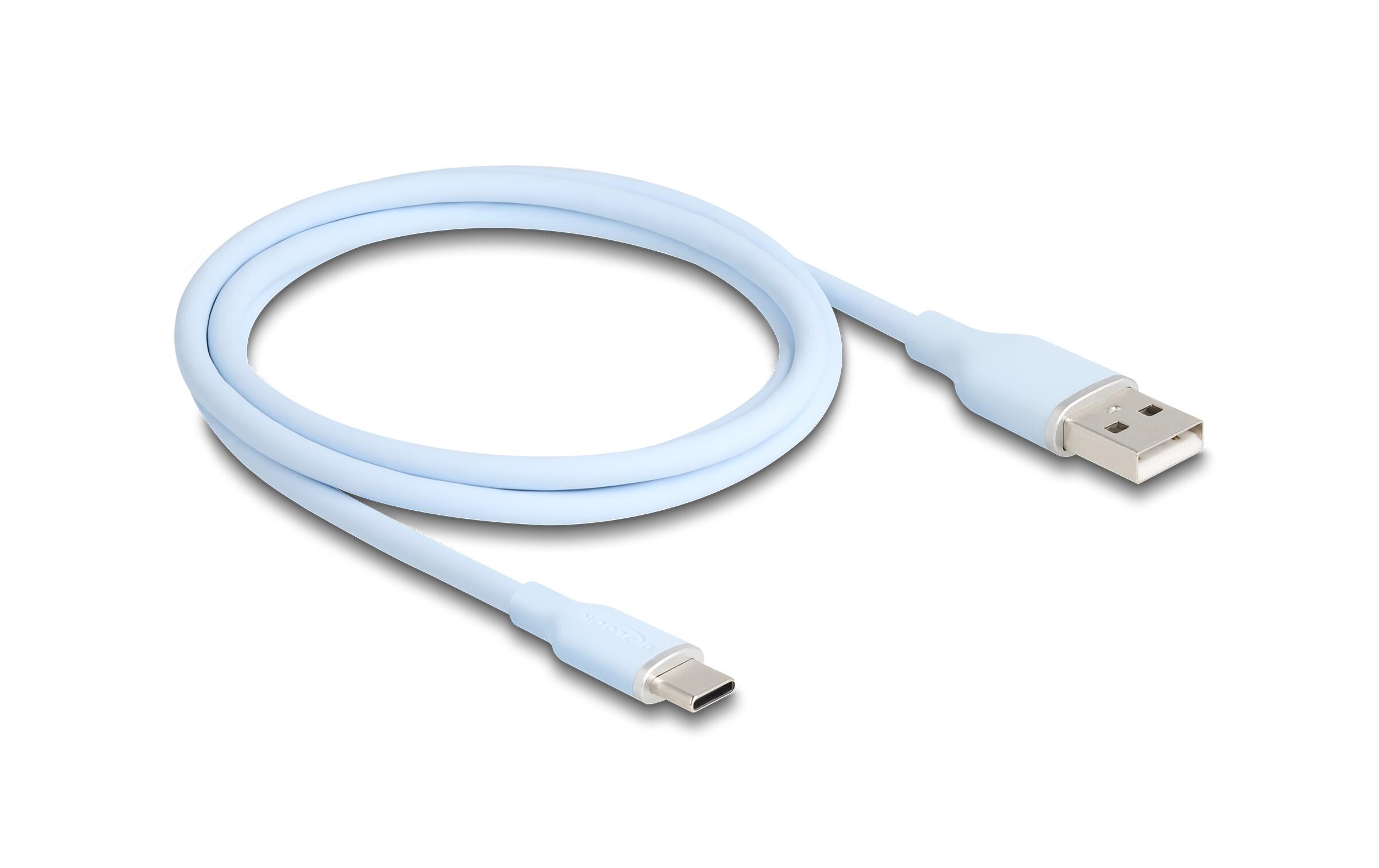 USB 2.0-Kabel Silikon USB A - USB C 1 mUSB-A-zu-USB-C-Kabel mit flexibler Silikonummantelung