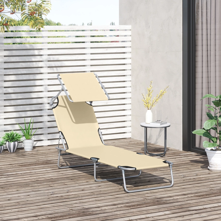 Outsunny Sonnenliege mit Sonnenschutz beige