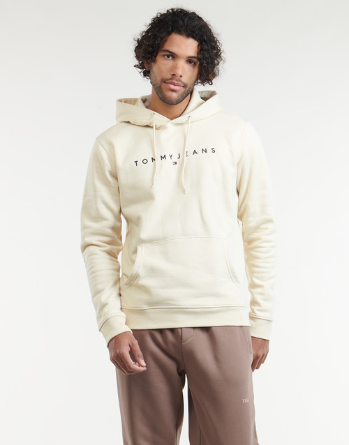 Tommy Jeans - TJM REG LINEAR LOGO HOODIE EXT - Beige