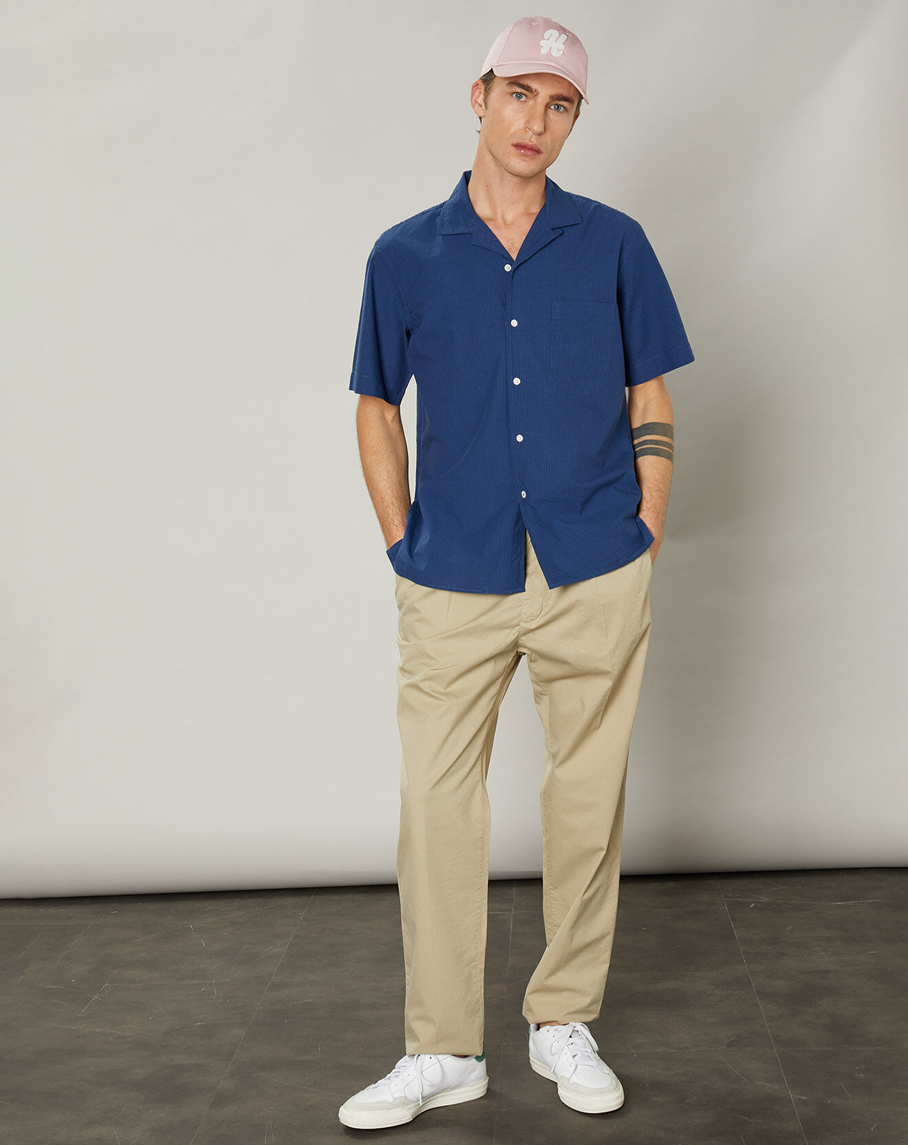 Hartford Chemise regular Palm bleue