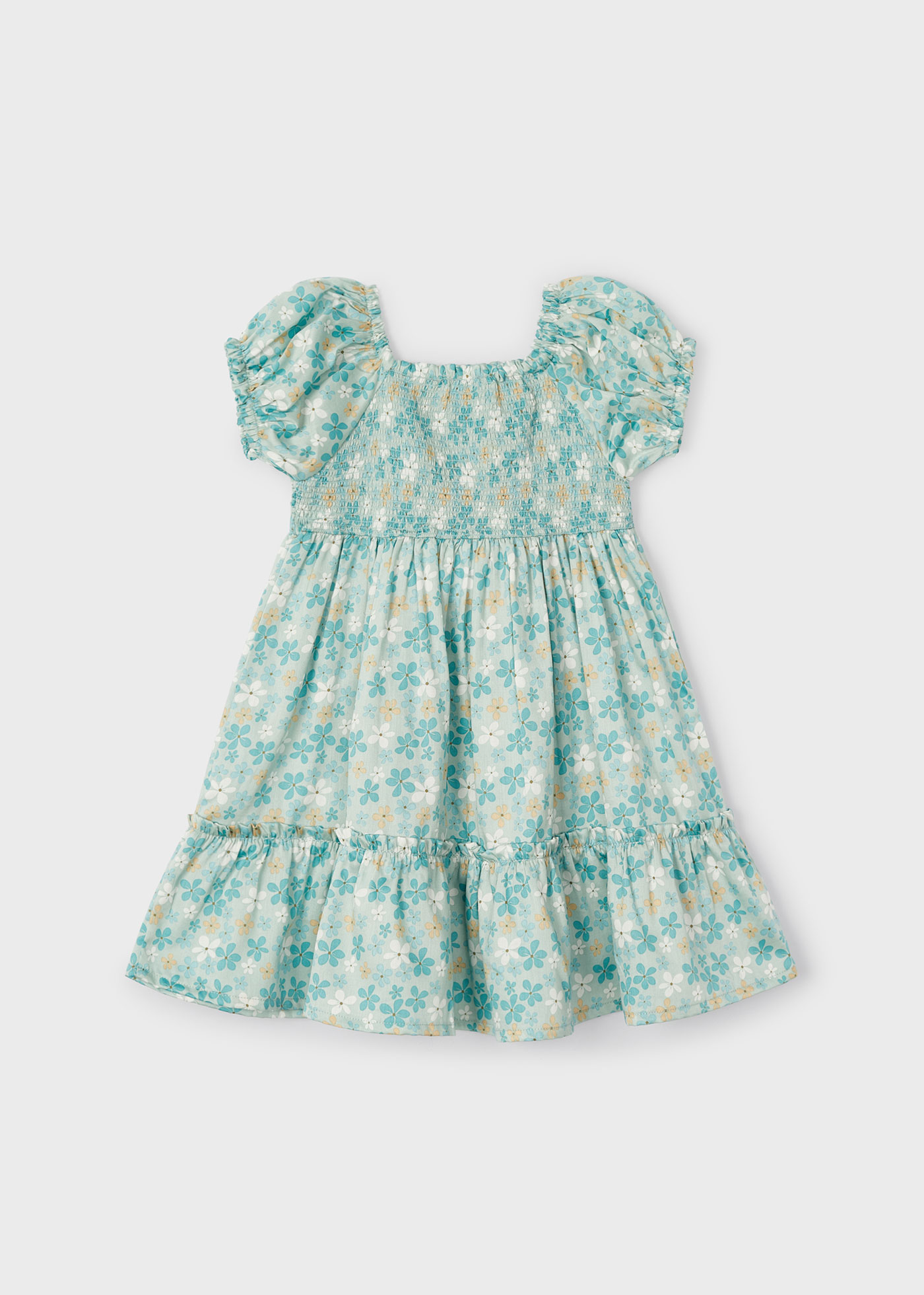 Vestido Better Cotton com estampa floral para meninas, Acqua