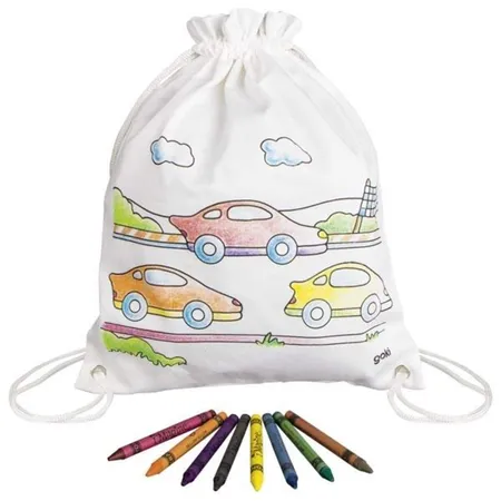 goki Rucksack Autos inklusive 8 Textilmalstifte