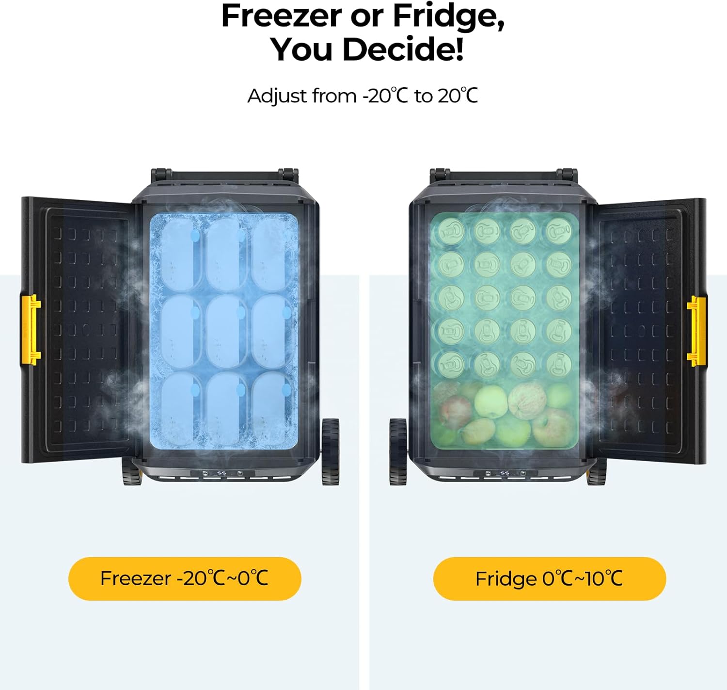 BougeRV CRS 50L Kompressor Kühlbox mit Griff Rollen Auto Kühlbox 12V 230V mit APP Steuerung Integrierter Korb, Gefrierbox Camping Kühlschrank Elektrisch IPX4 wasserdicht für Reisen Boot Angeln -20℃