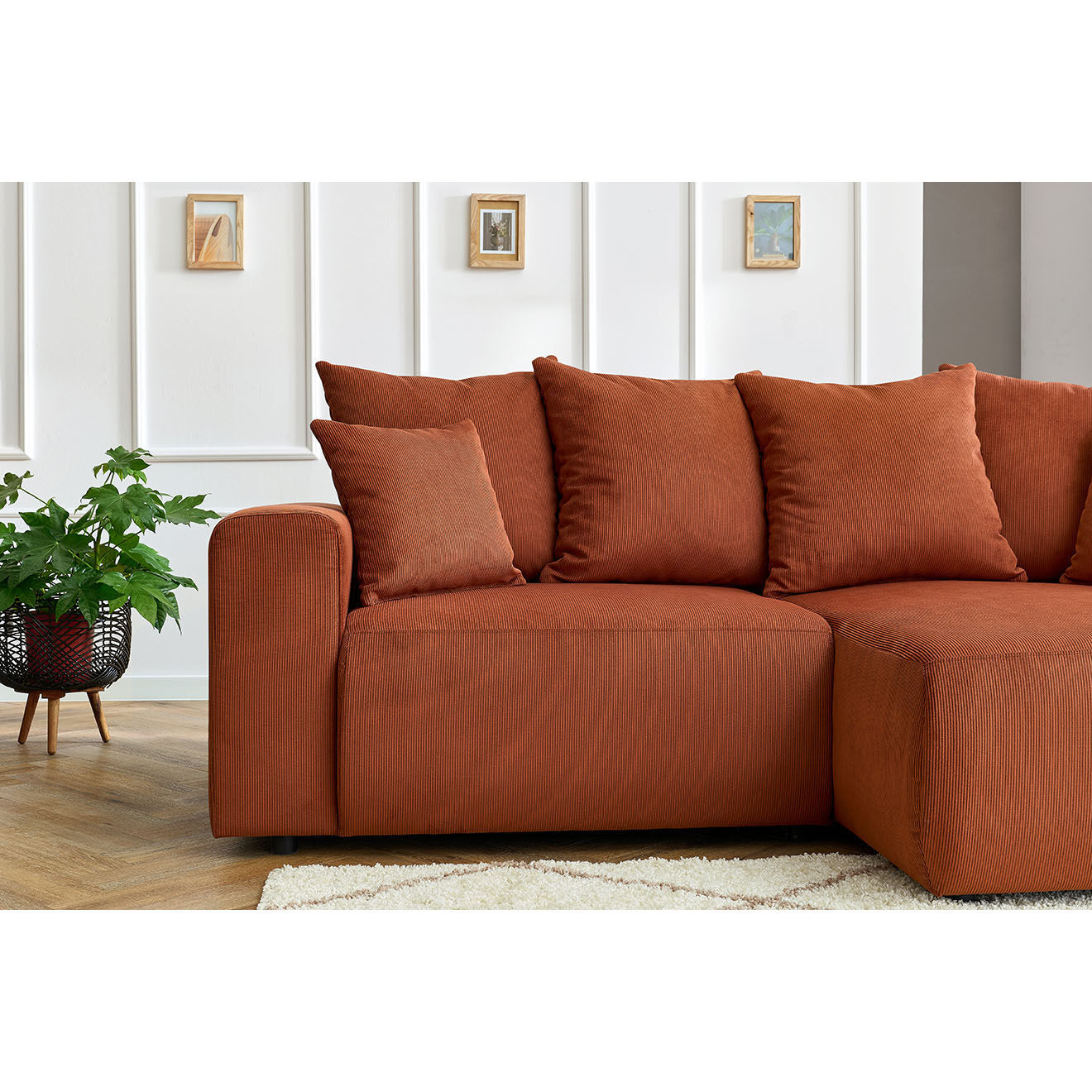 Bobochic Canapé d'angle fixe droit Enjoy orange - 237x147x95 cm