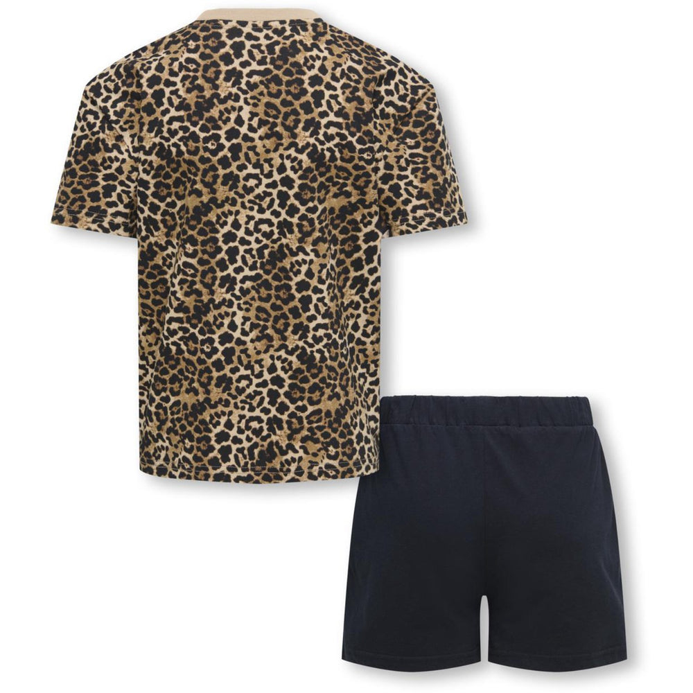 Køb kids ONLY Black Tee AOP Leo/Shorts Solid Kogrila Nightwear AOP Top/Shorts Sæt Jrs