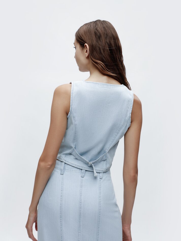 Colete jeans - Azul claro