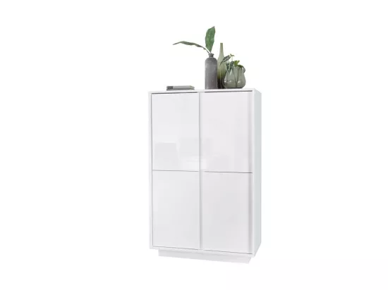 Vaisselier 4 portes Blanc Laqué Brillant - BURANO