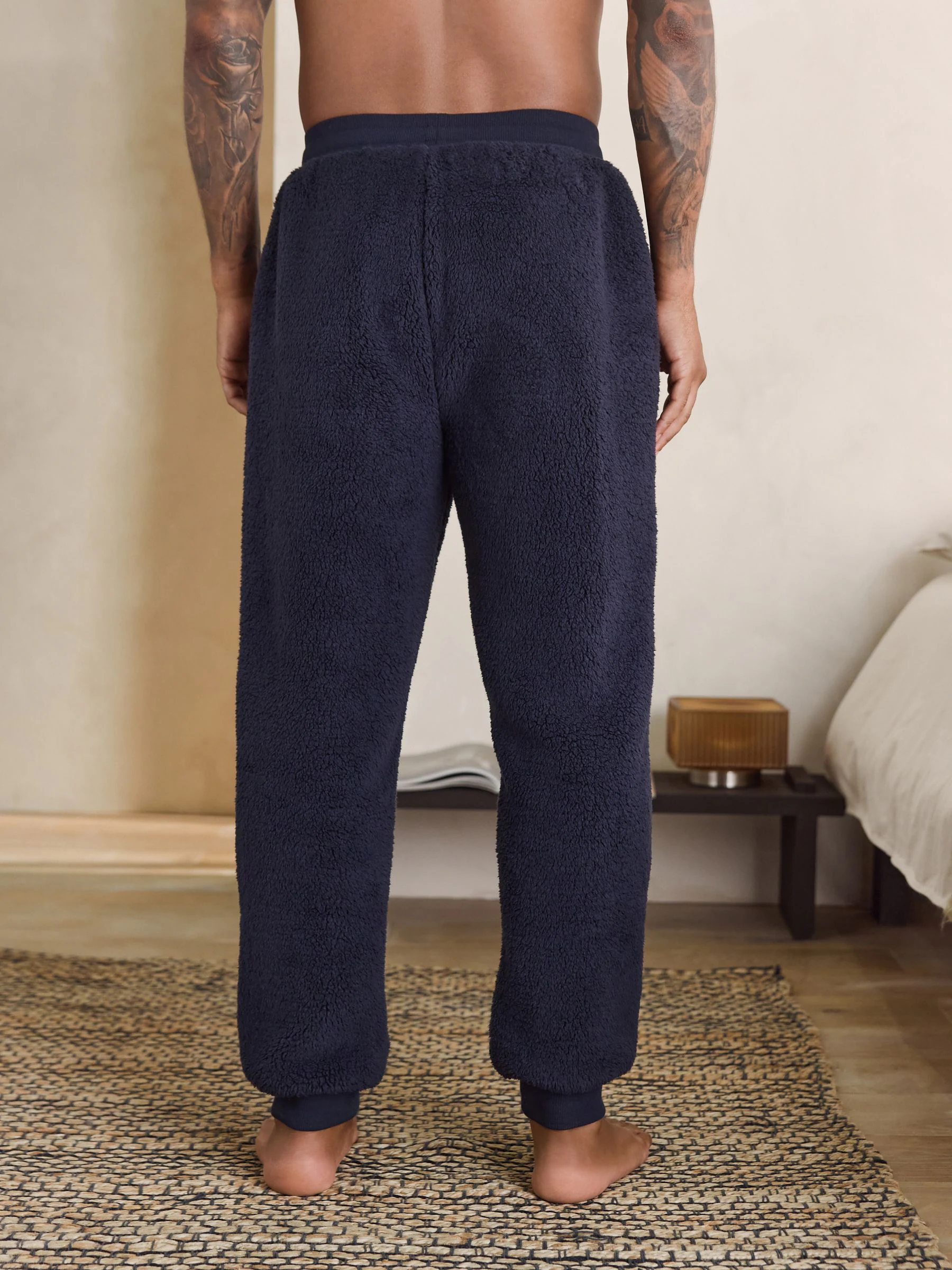 Donkerblauw - Borg Fleece Cuffed Joggers