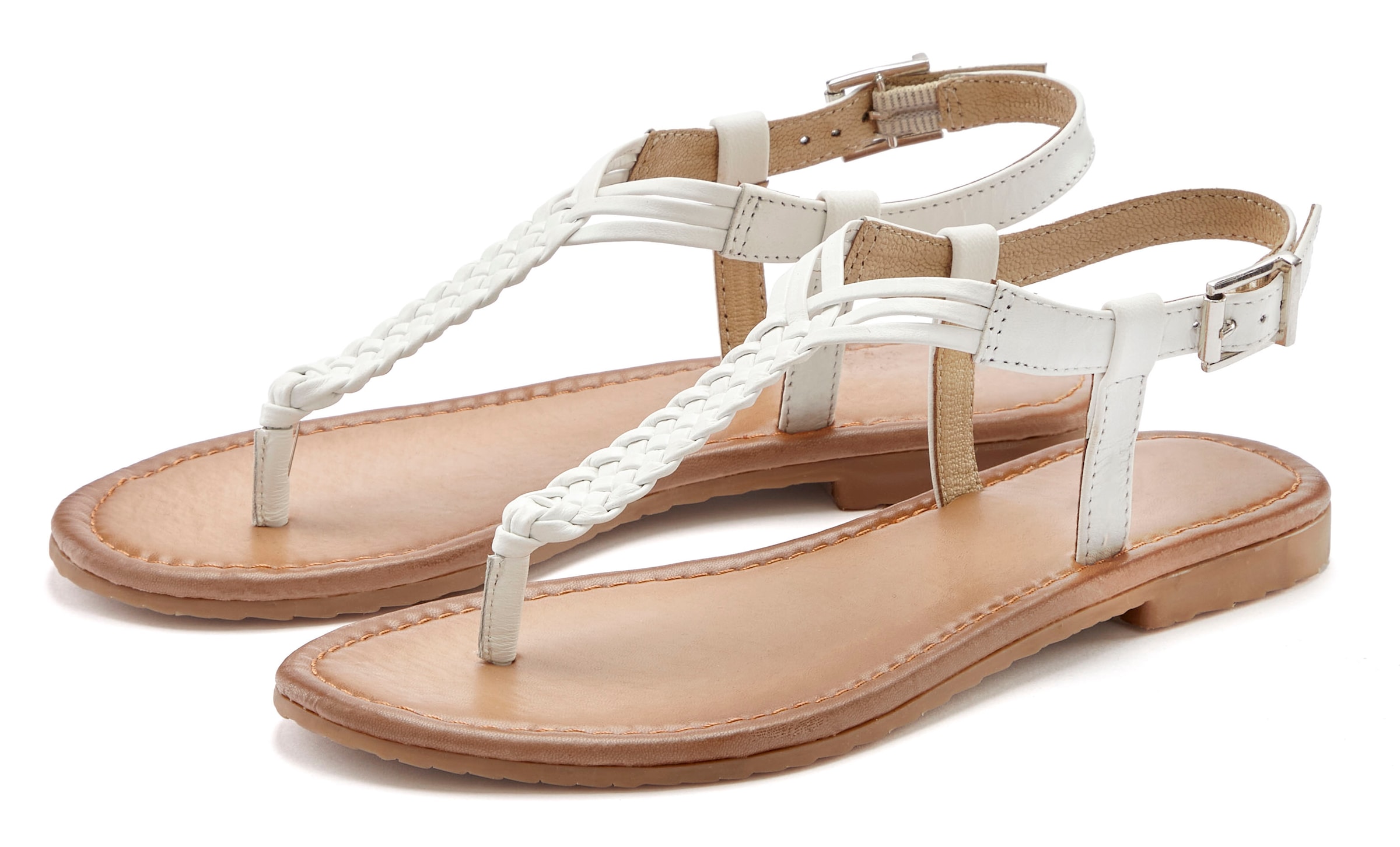 Vivance Zehentrenner  Sandalette, Sommerschuh,Sandale aus Leder mit Flecht-Optik
