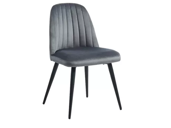 Lot de 6 chaises en velours et métal - Noir - ELEANA