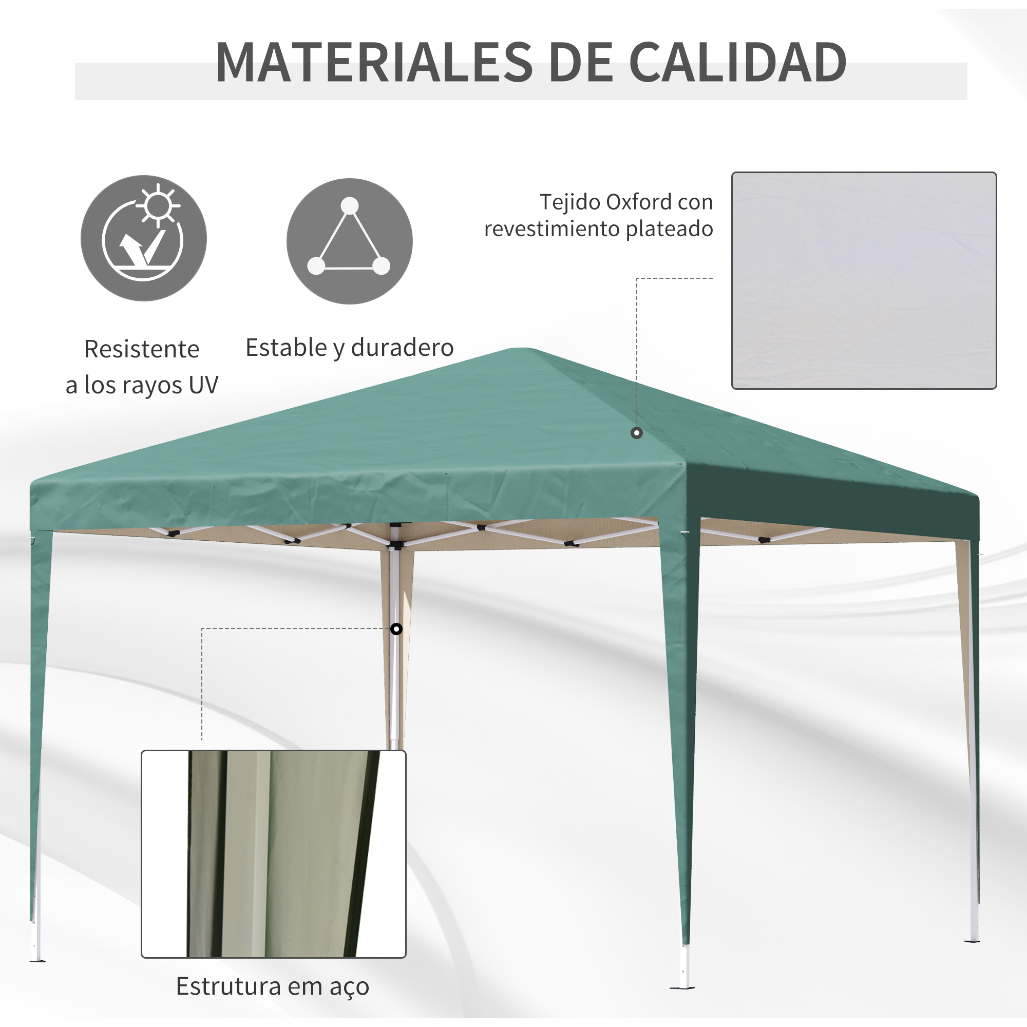 Tenda dobrável verde Outsunny