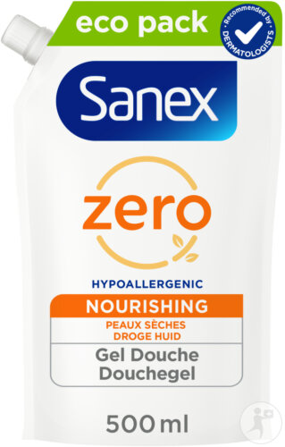 Sanex Zero% Recharge Gel Douche Peaux Sèches 500ml