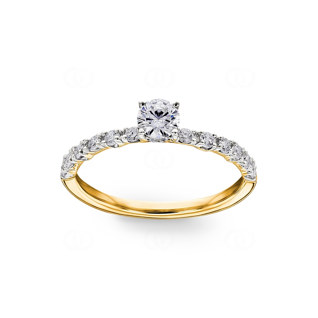 0.62ct Diamanten Pavé Solitärring 750/18 K Gelbgold