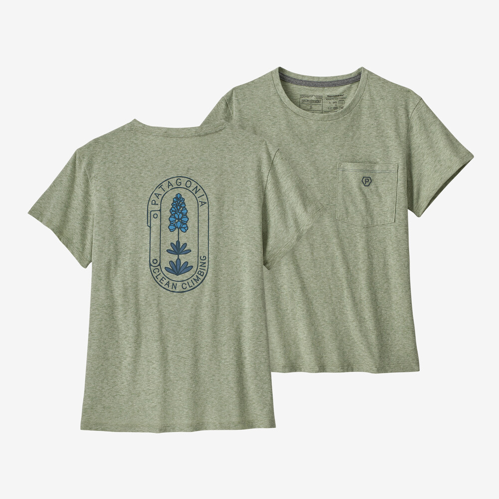 Damen Clean Climb Bloom Pocket Responsibili-Tee