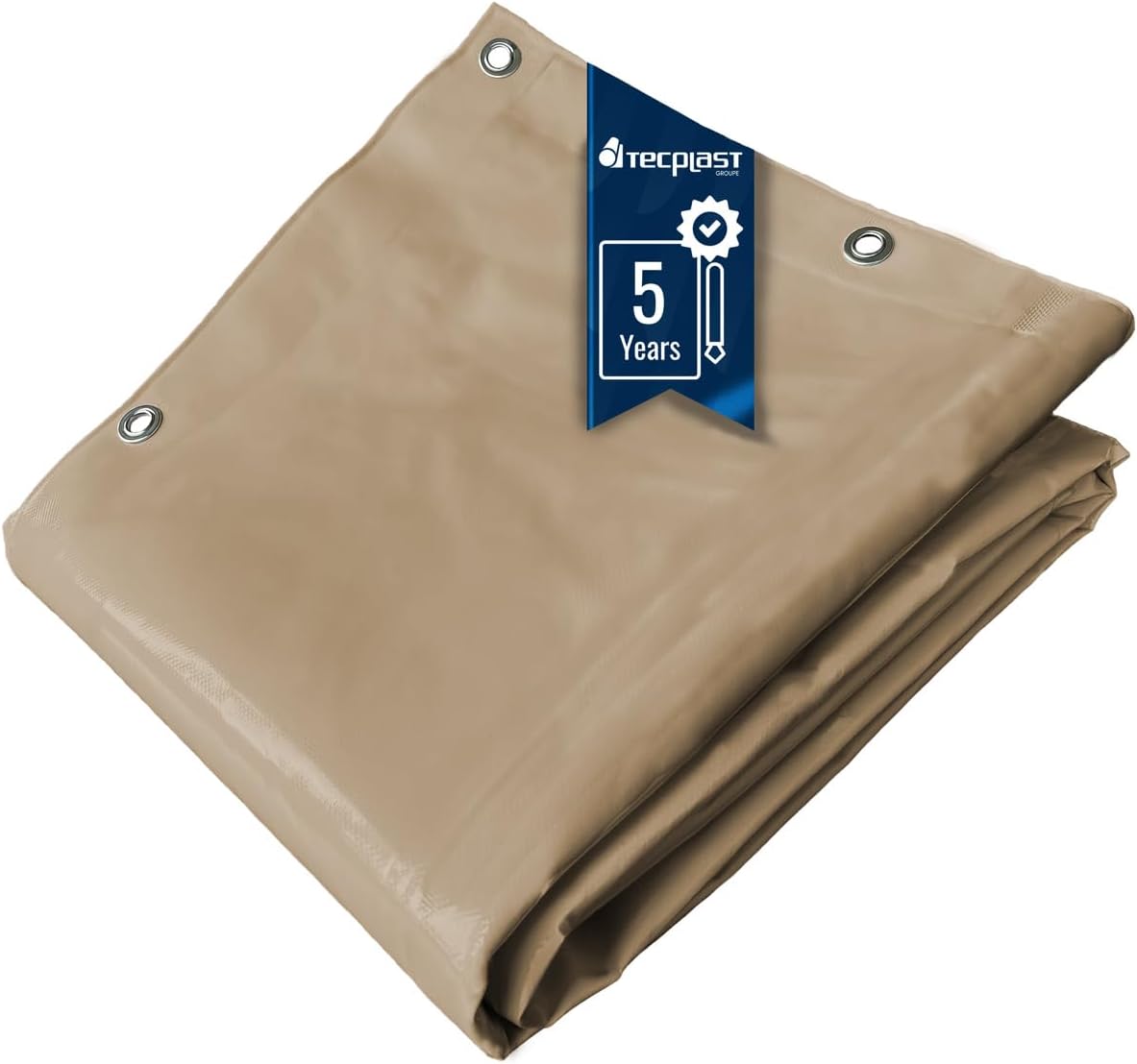 Tecplast Carport-Plane 3x6 m Dunkelbeige - 5 Jahre Garantie LP506CP - wasserdichte Schutzplane aus PVC für Carports