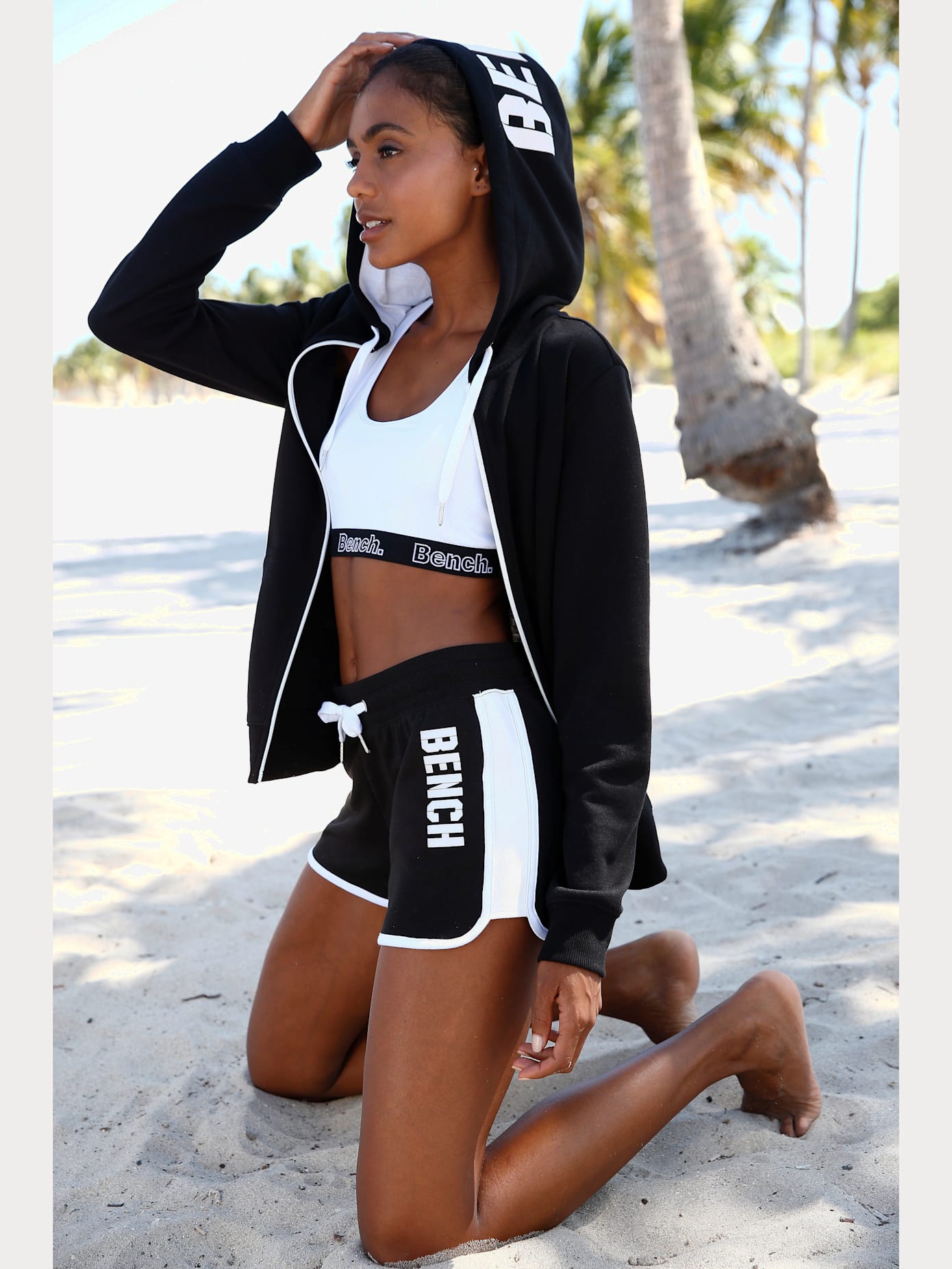 Short en matière sweat short décontracté, ceinture à coulisse élastique
