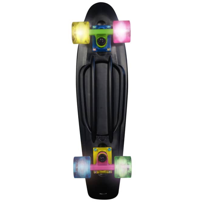 Skateboard - fun - neon mit Leuchtrollen