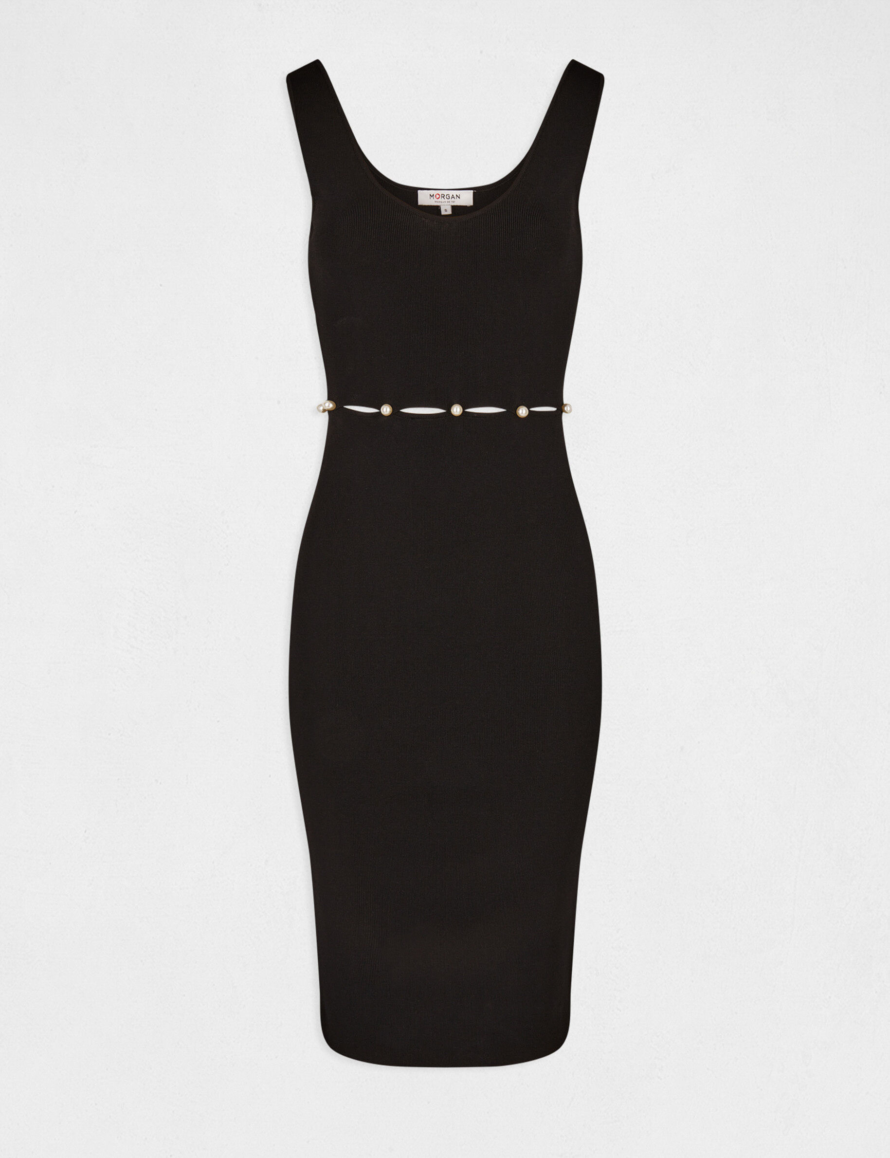 Robe pull ajustée avec perles noir femme - noir