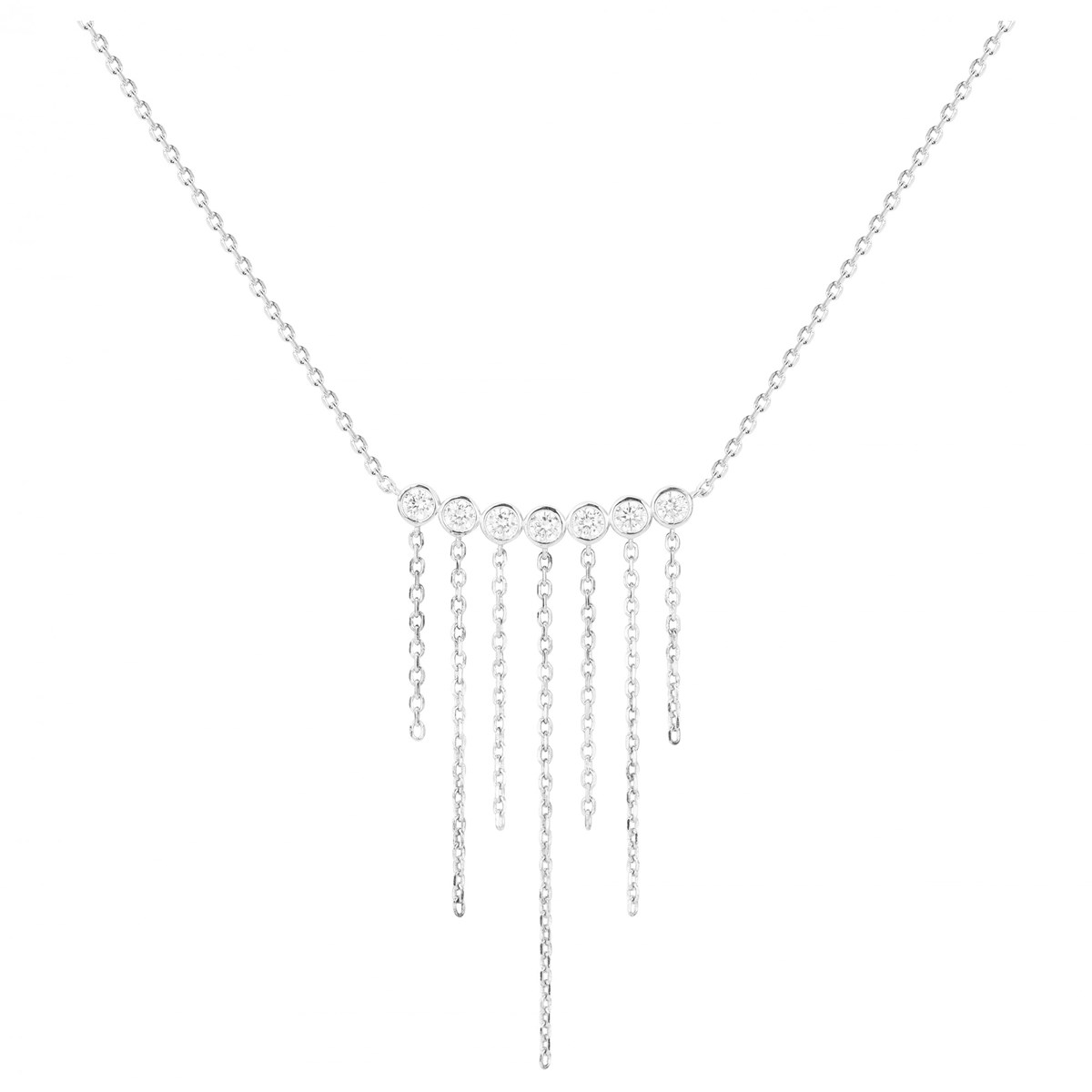 Collier mono-motif en Argent avec oxyde de zirconium blanc