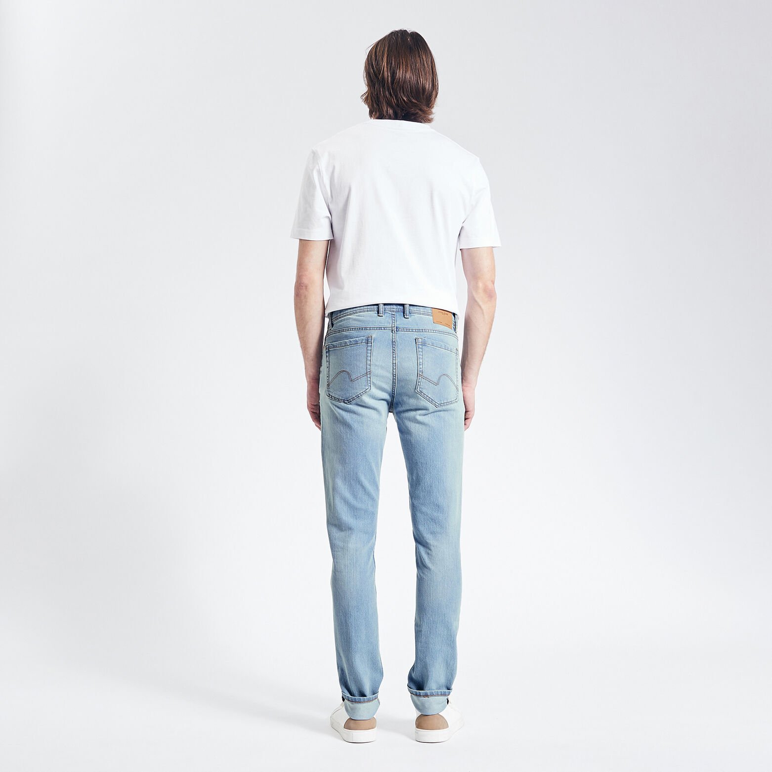 Jean slim en coton et polyester recyclés waterless Bleu moyen