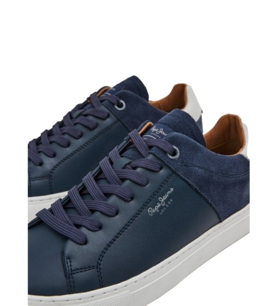 Tênis Pepe Jeans Joe Cup Split em couro azul marinho