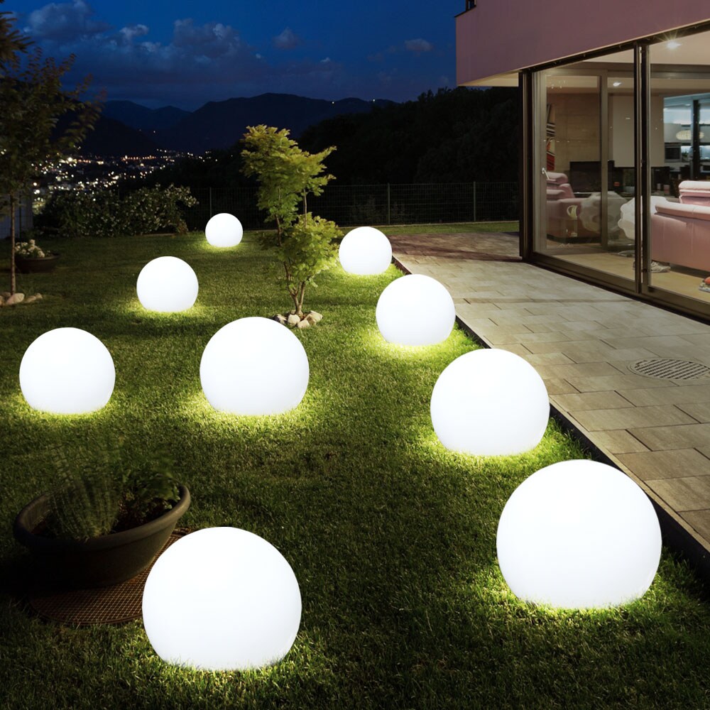 9er Set LED Solar Stecklampen , Kugel Design, H 34 cm