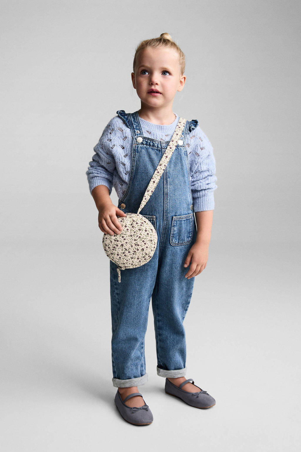 Mango Kids tuinbroek medium blue denim