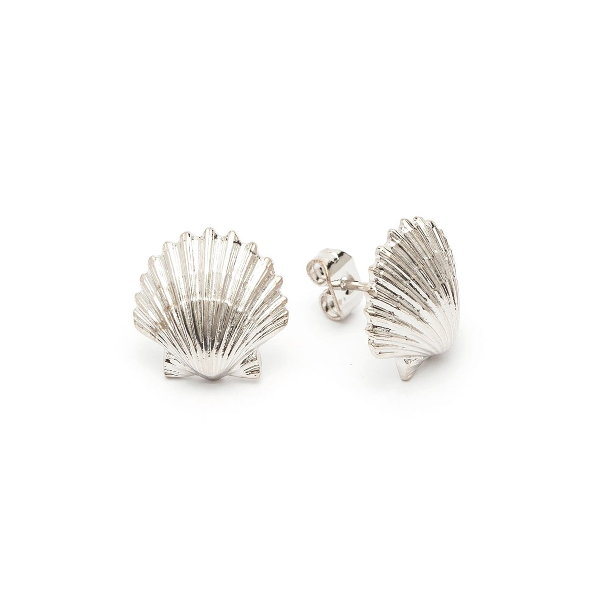 boucles d'oreilles puces coquillages plaqué argent - NÉRÉE