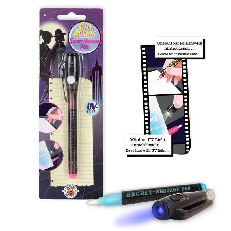 Geheimstift m. UV-Licht u. 12 Schablonen