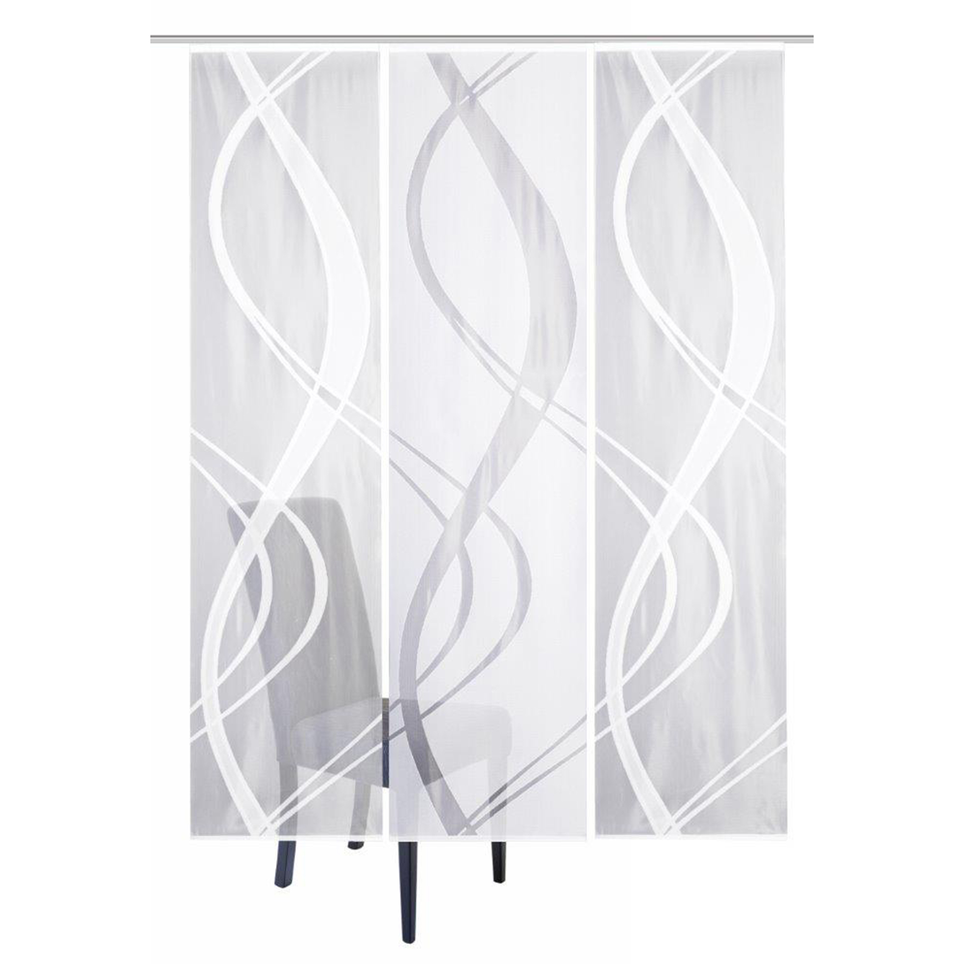 3-teiliges Schiebevorhang-Set TIBASO - transparent-weiß - je 57x225 cm