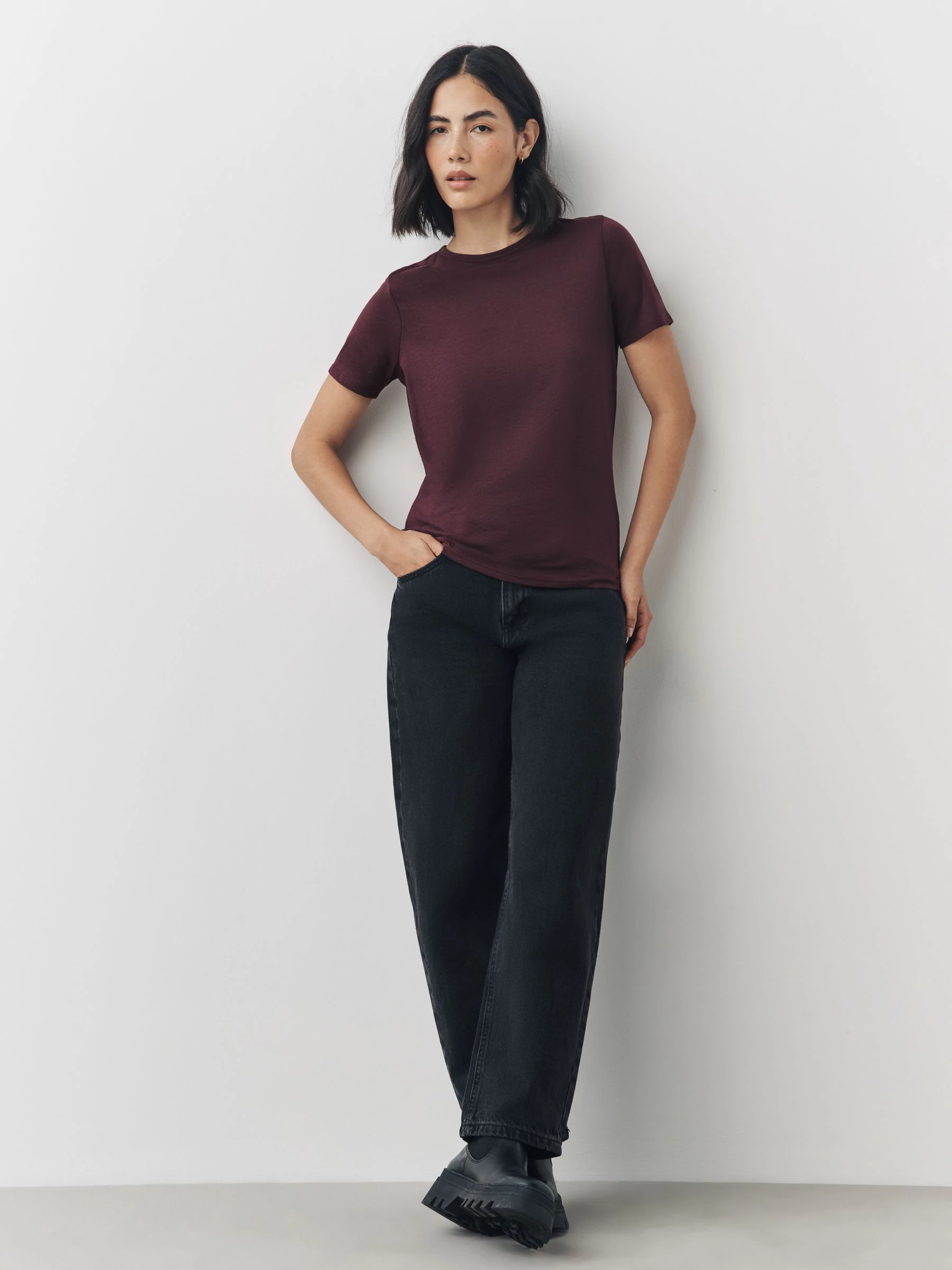 Aardse tinten - Set van 7 katoenen T-shirts met ronde hals voor alle dagen