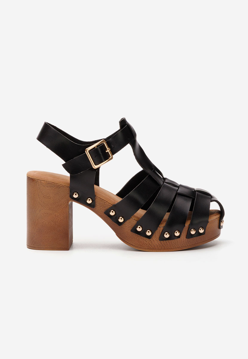 Sandales à talon épais noires Gaga