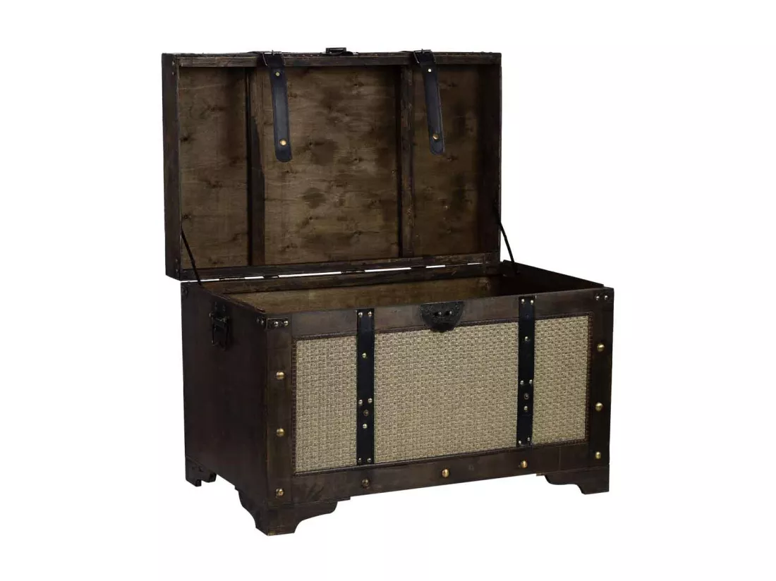 Coffre en bois argenté 75x74x51