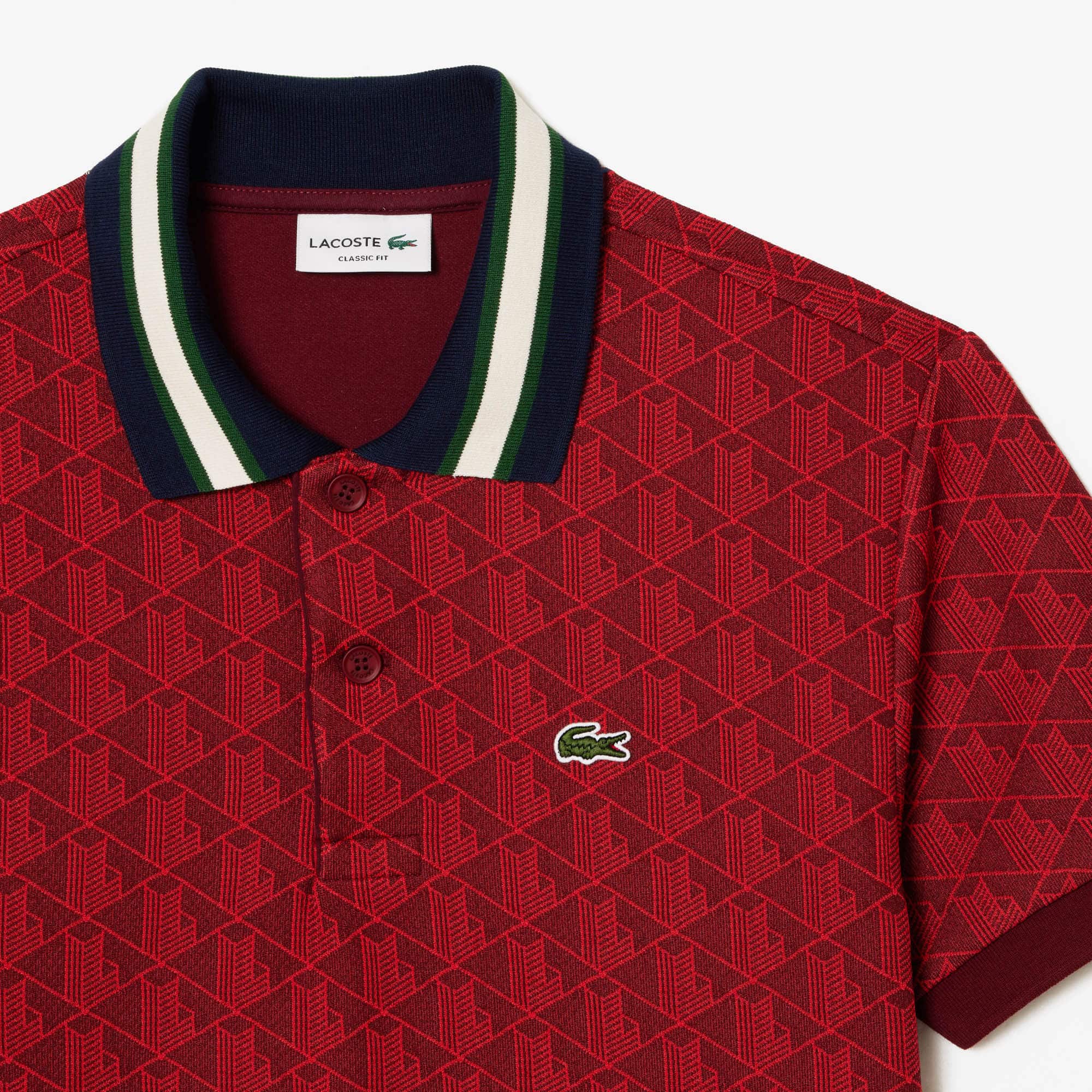 Poloshirt mit Kontrastkragen und Monogramm-Motiv Kurze Ärmel - Rot - Lacoste - Herren