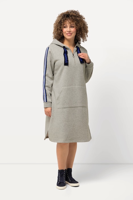 Sweatkleid, A-Linie, Kapuze, Glitzerstreifen, Langarm