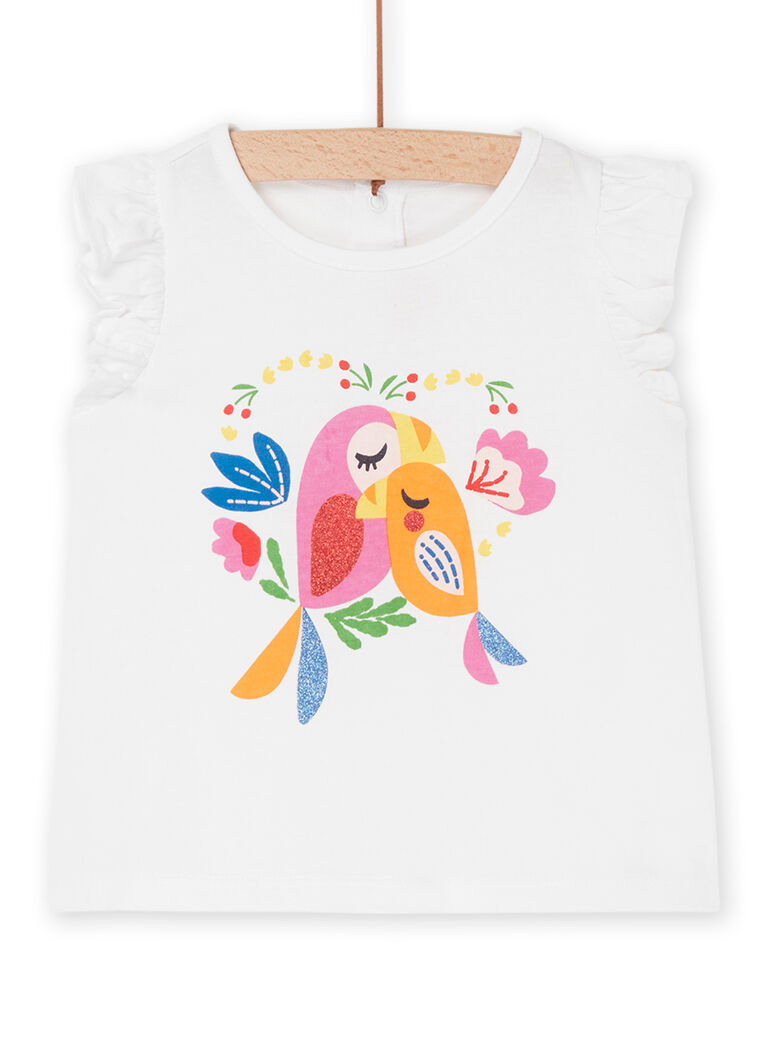 T-shirt blanc à motif oiseaux
