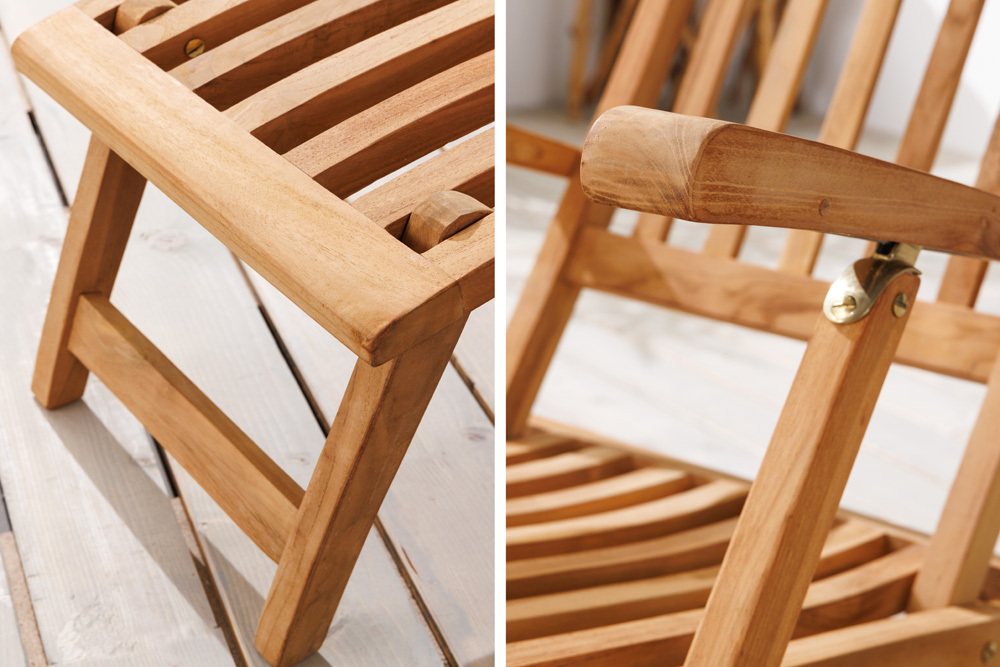 Massive Gartenliege EMPIRE TEAK 175cm natur Teakholz Deckchair verstellbar