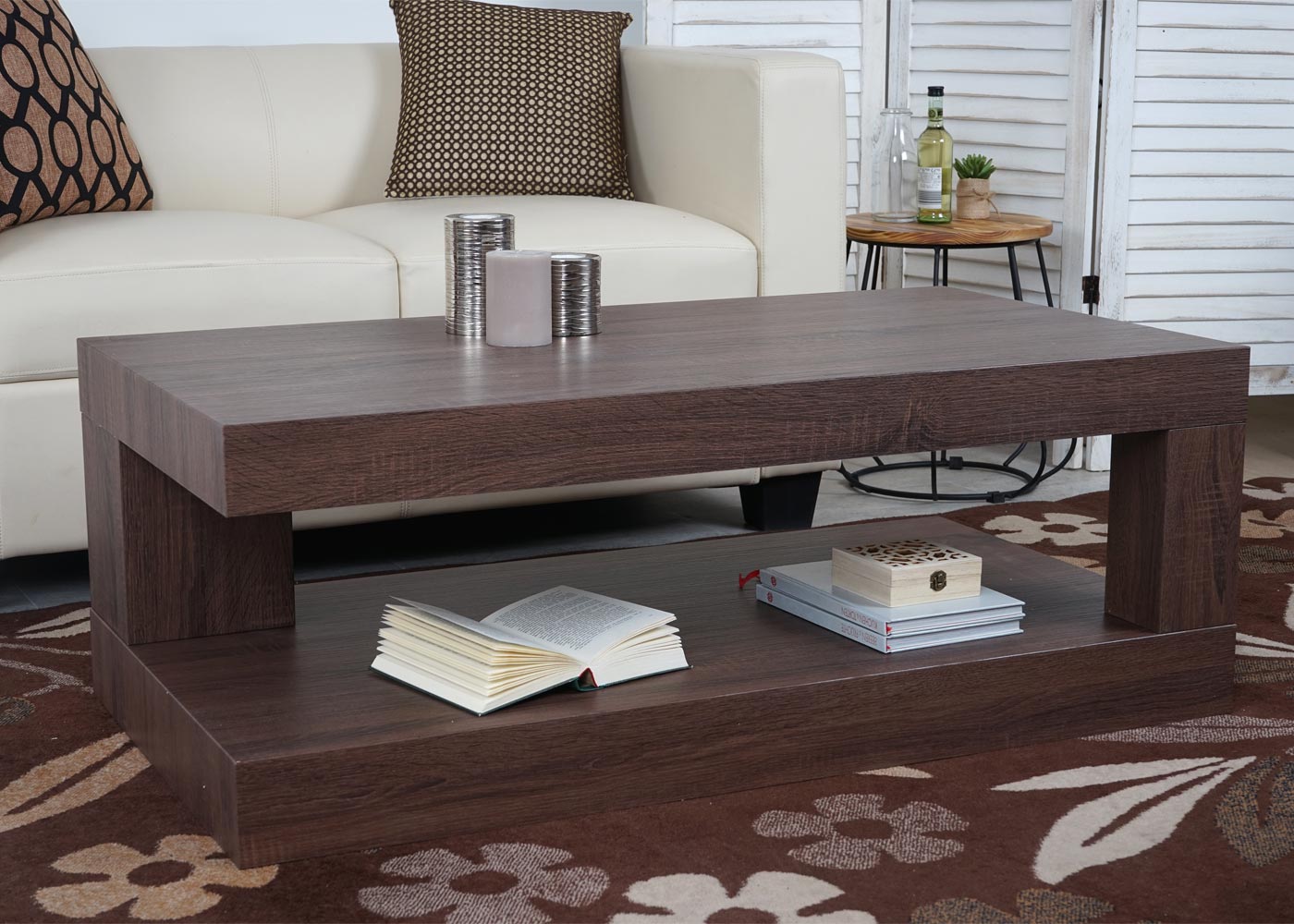 Couchtisch MCW-A32, Wohnzimmertisch, 3D-Struktur, 40x110x60cm ~ braune Eicheoptik