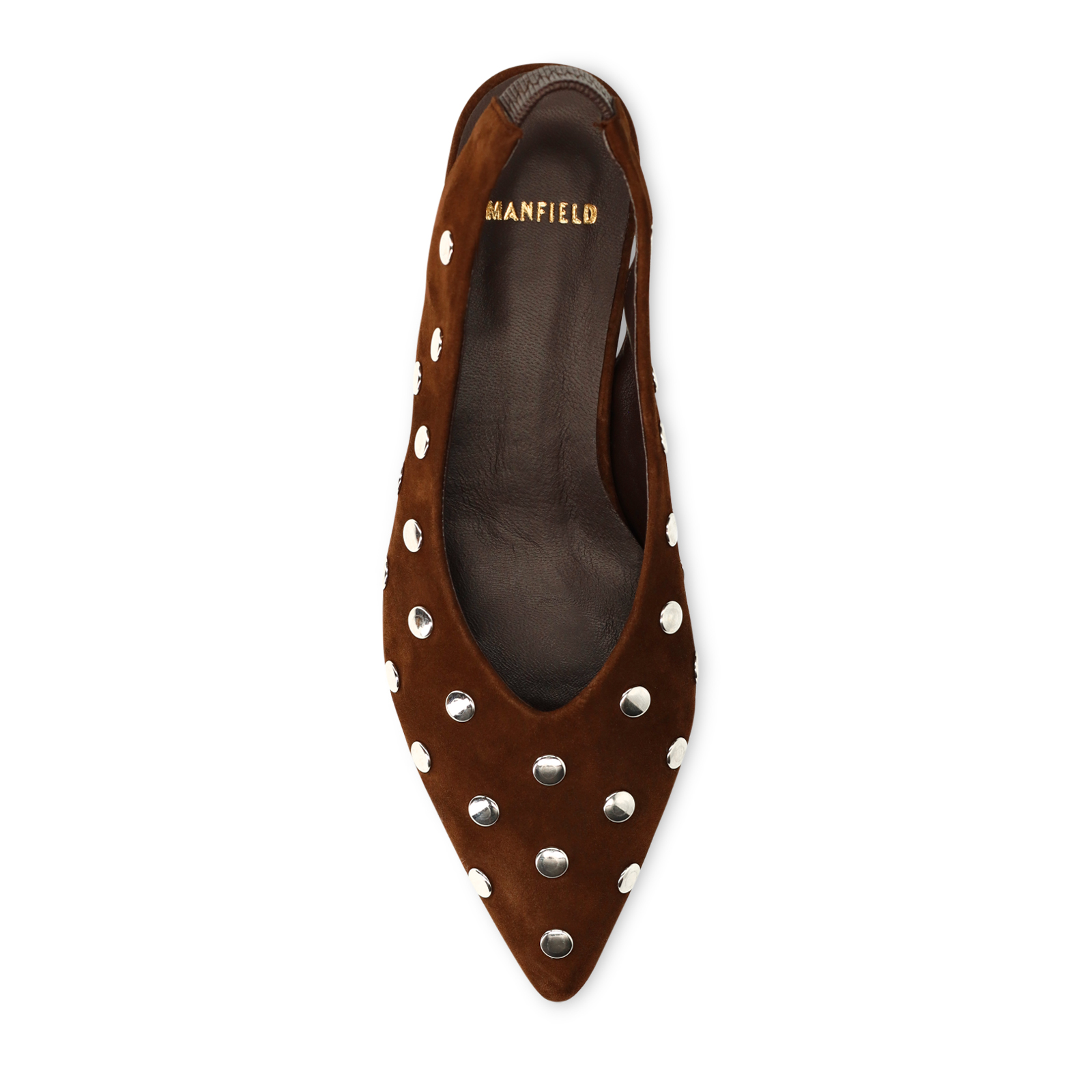 Bruine suède slingbacks met studs