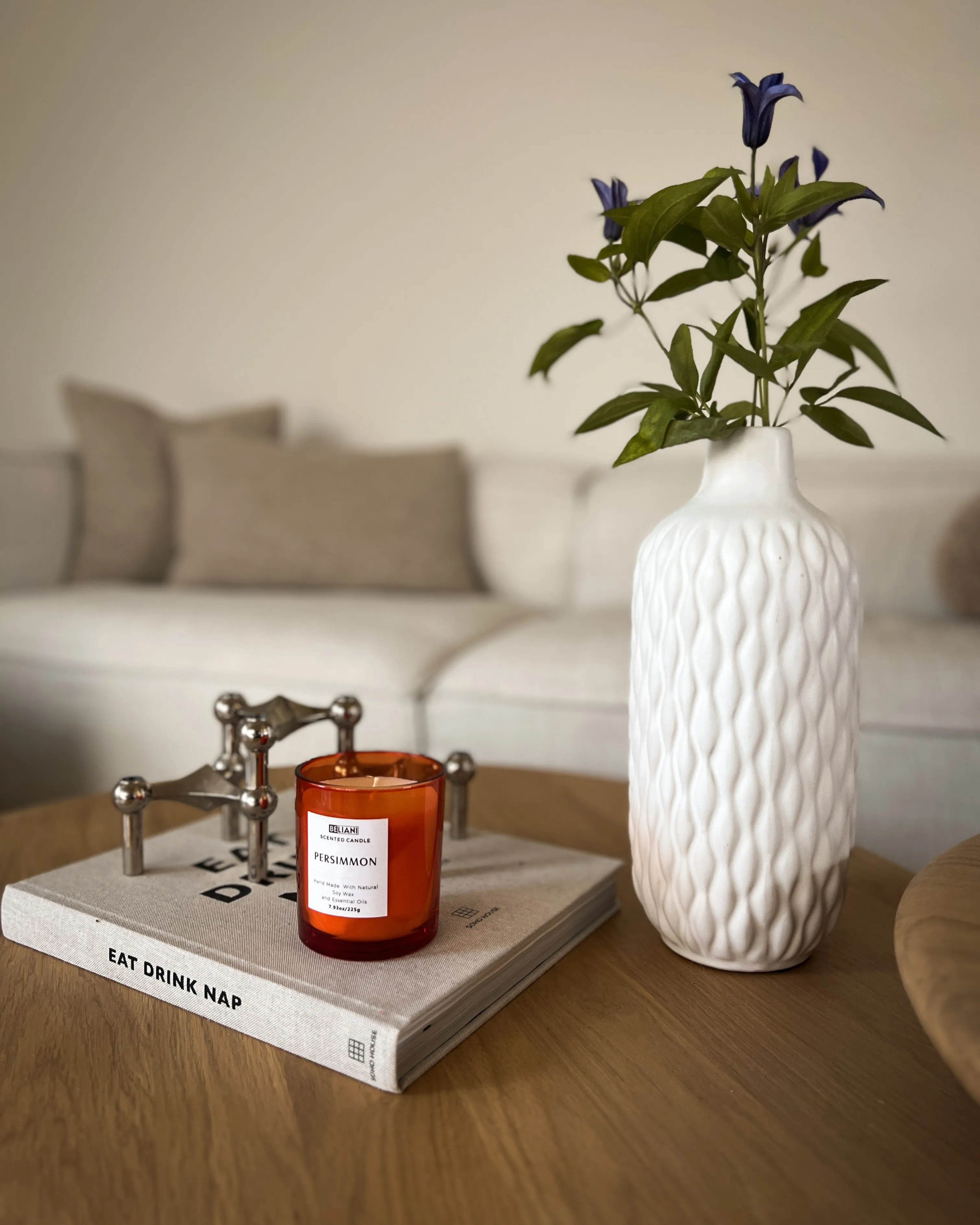 Set van 3 geurkaarsen COLORFUL BARREL Soja wax Orientaalse geurnoten Kruidige geurnoten Bloemige geurnoten