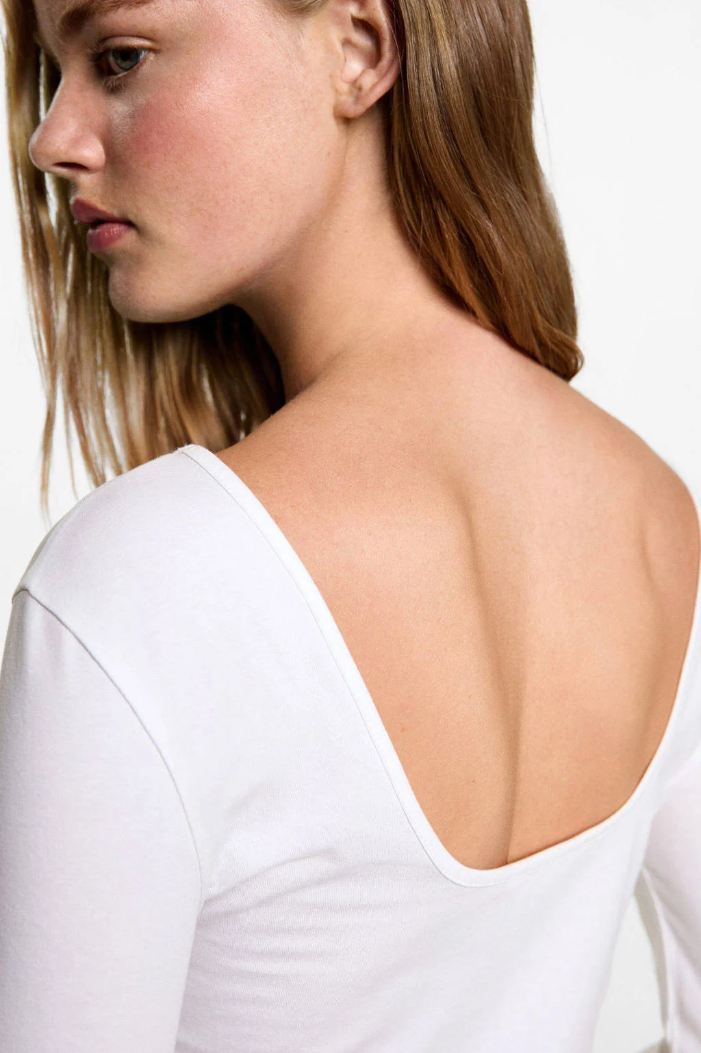 MANGO TEEN top met open rug naturel wit